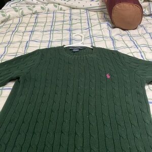 Ralph Lauren Forest Green Cable Knit Crewneck Sweater